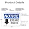 Signmission Escape Route (Down Arrow), 14 in W x Rectangle, Aluminum OS-2PACK-NS-A-1014-L-12134 - alternate 8
